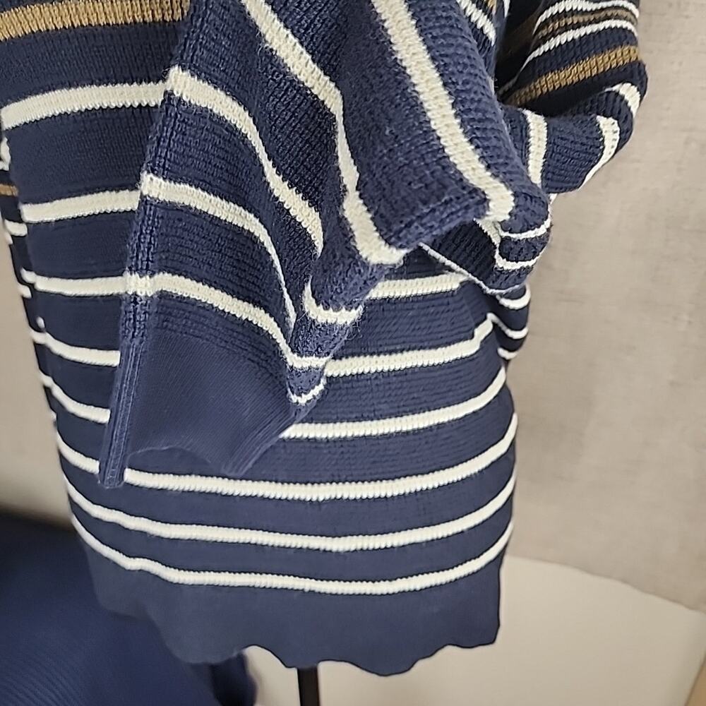 Faherty Womens Throwback Waffle Crewneck Pullover Sweater - Oakland Stripe XL - Picture 5 of 8